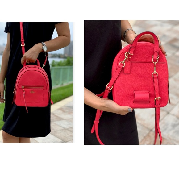 Coach Andi Convertible Leather Backpack Crossbody in Bright Magenta Pink - Picture 8 of 14